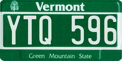 VT license plate YTQ596