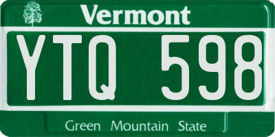 VT license plate YTQ598