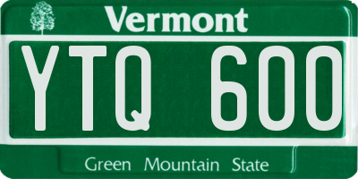 VT license plate YTQ600