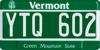 VT license plate YTQ602