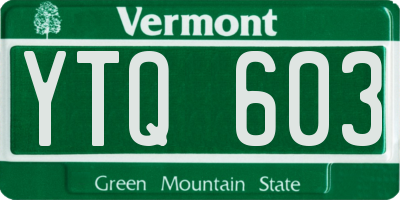 VT license plate YTQ603