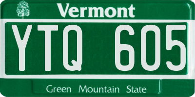 VT license plate YTQ605