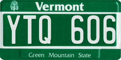 VT license plate YTQ606