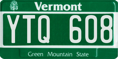 VT license plate YTQ608