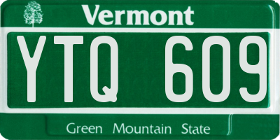 VT license plate YTQ609