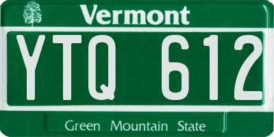 VT license plate YTQ612