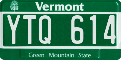 VT license plate YTQ614