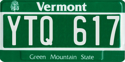 VT license plate YTQ617