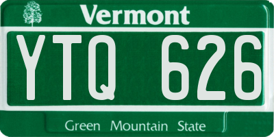 VT license plate YTQ626
