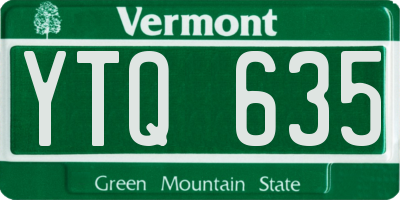 VT license plate YTQ635