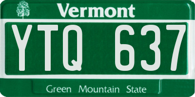 VT license plate YTQ637