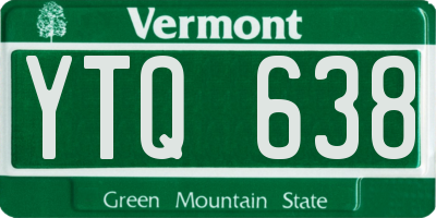 VT license plate YTQ638