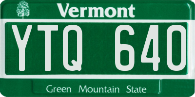 VT license plate YTQ640