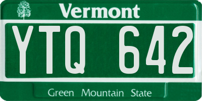 VT license plate YTQ642