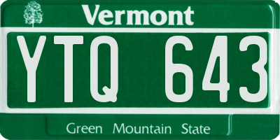 VT license plate YTQ643
