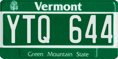 VT license plate YTQ644