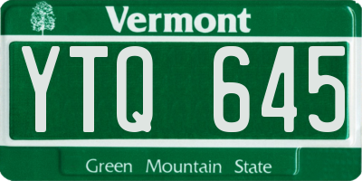 VT license plate YTQ645