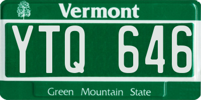 VT license plate YTQ646