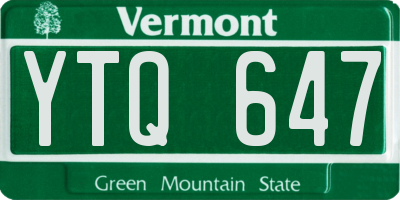 VT license plate YTQ647