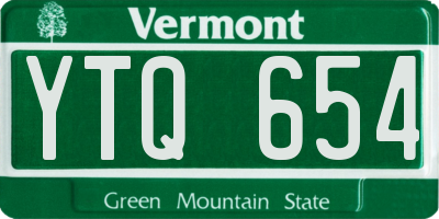 VT license plate YTQ654
