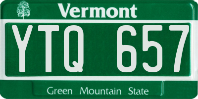 VT license plate YTQ657