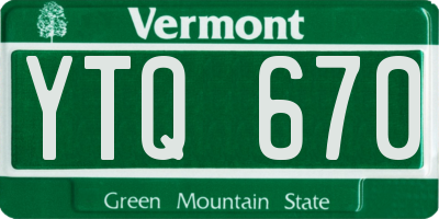 VT license plate YTQ670