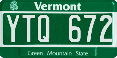VT license plate YTQ672