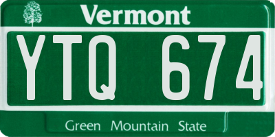 VT license plate YTQ674