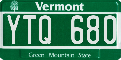 VT license plate YTQ680