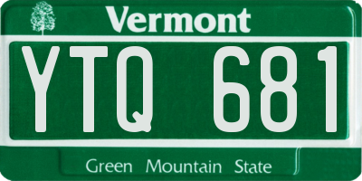 VT license plate YTQ681