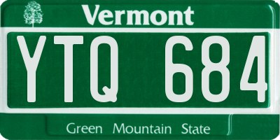 VT license plate YTQ684