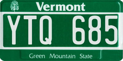 VT license plate YTQ685