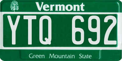 VT license plate YTQ692