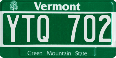 VT license plate YTQ702