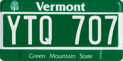 VT license plate YTQ707