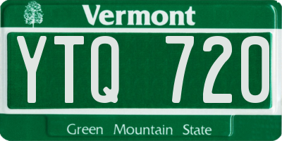 VT license plate YTQ720