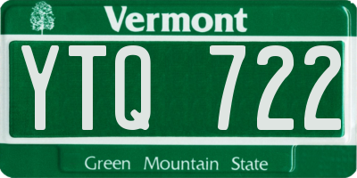 VT license plate YTQ722