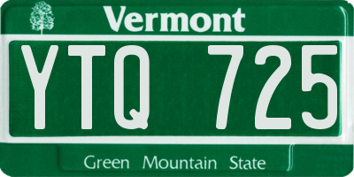 VT license plate YTQ725
