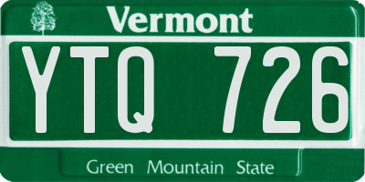 VT license plate YTQ726