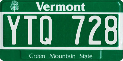 VT license plate YTQ728