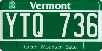 VT license plate YTQ736