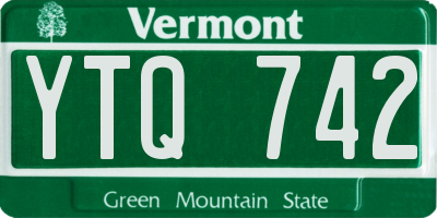 VT license plate YTQ742