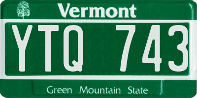 VT license plate YTQ743