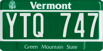 VT license plate YTQ747