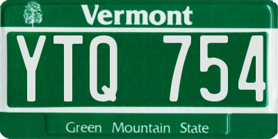 VT license plate YTQ754