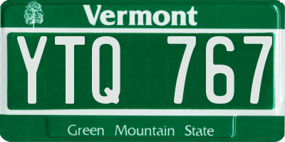 VT license plate YTQ767