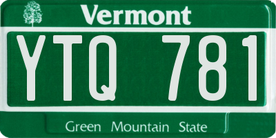 VT license plate YTQ781