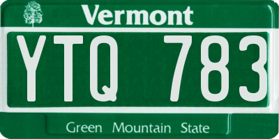 VT license plate YTQ783