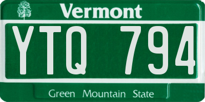 VT license plate YTQ794