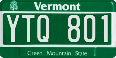 VT license plate YTQ801